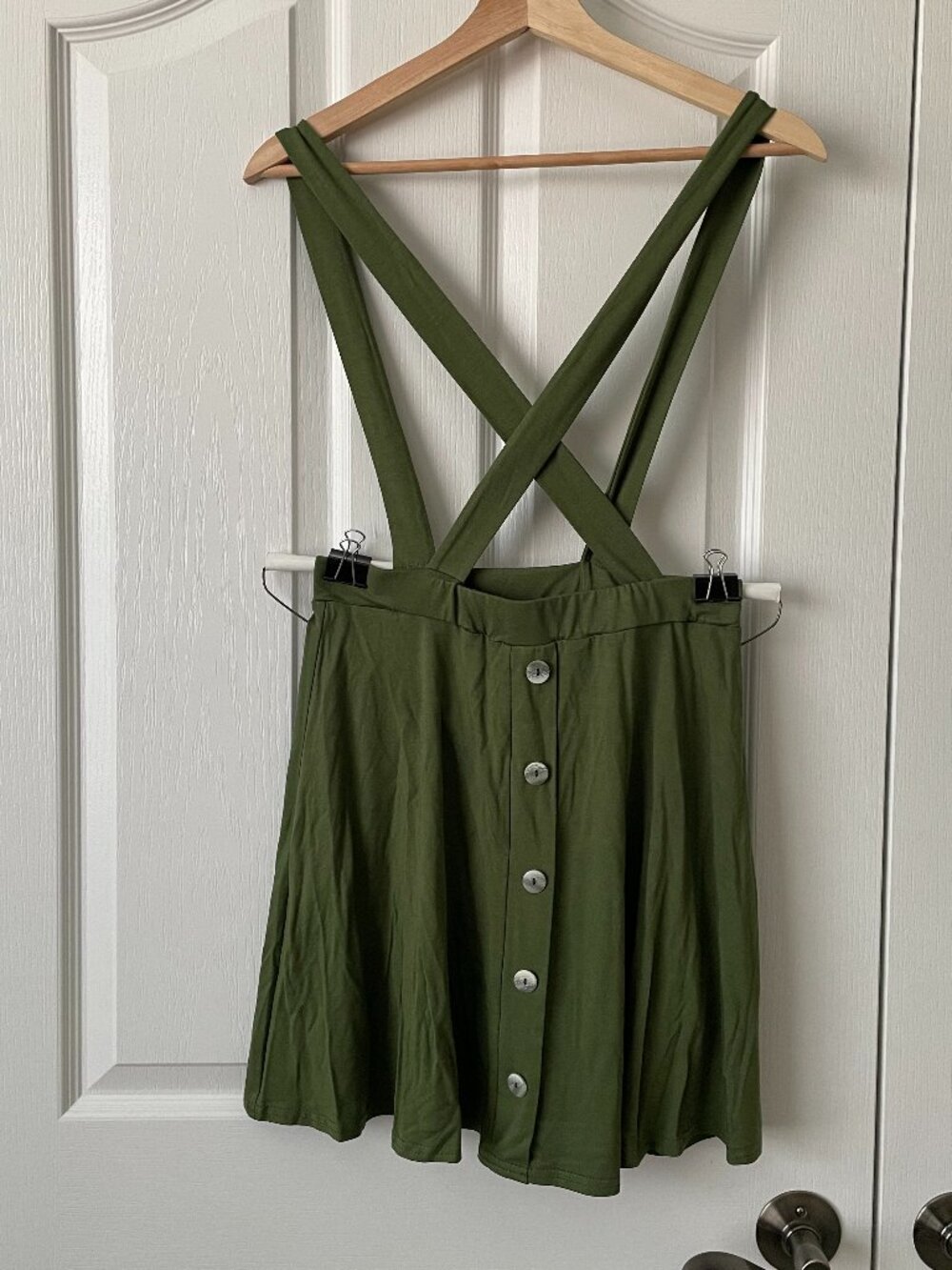 NWT ASOS Skirt Olive Green Button Front Suspender A-Line  Size 6